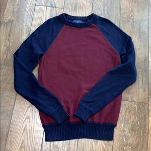 American Eagle Navy Burgundy Baseball Sweater
